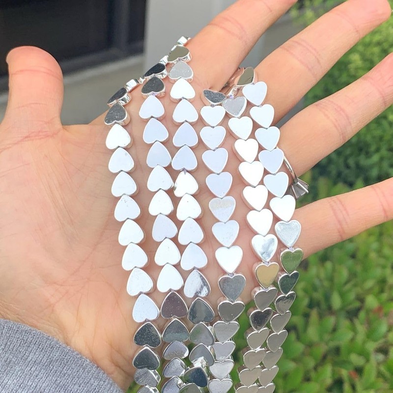 1 Strand Grade A Natural Hematite Silver Plated Gemstone 8mm