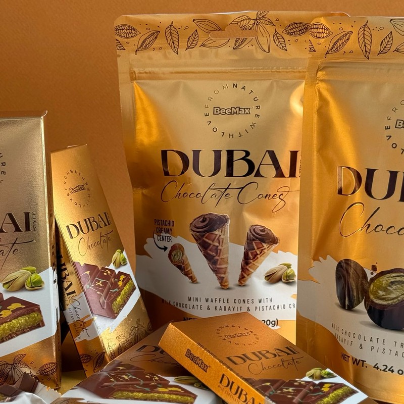 BeeMax Dubai Style Chocolate Cones - 4.24oz Resealable Pouch (Pack