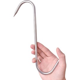 Alele Meat Hook 4pack Heavy Duty S-Hooks 10" Stainless Steel Meat Hooks Processing Butcher Meat Hooks for Butchering 4 Pack (10inch 8mm 4p)