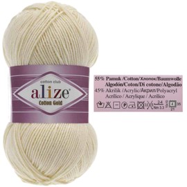 Alize Cotton Gold, 55% Cotton - 45% Acrylic, Classic Hand Knitting Yarn, Thread Crochet Hand Knitting Art, 3 Skn 300 gr 1082 yards, (Color 001)