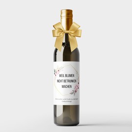 MilaBoo® 2er Set Weinetiketten mit Schleife | Unterschiedliche Anlässe | Edle Flaschenetiketten mit Schleifendeko – Selbstklebend & wasserfest (Geburtstag mit Blumen - gold)