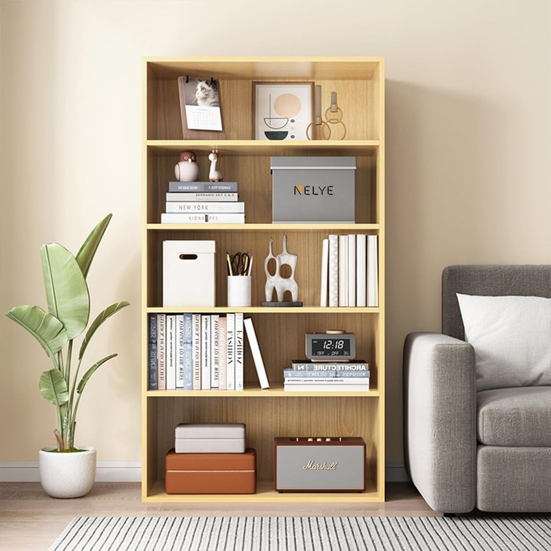 NELYE Basic Open Shelf Bookcase - 4-Tier Wooden Cube Storage