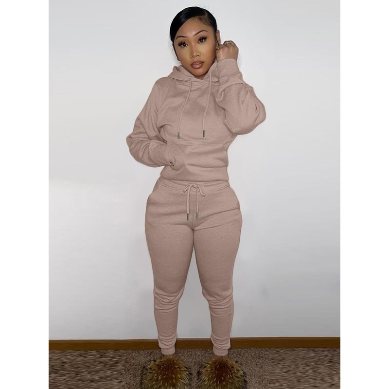 Alunzoem Tracksuit for Women Set Lounge Outfits Solid Color Sweatshirt