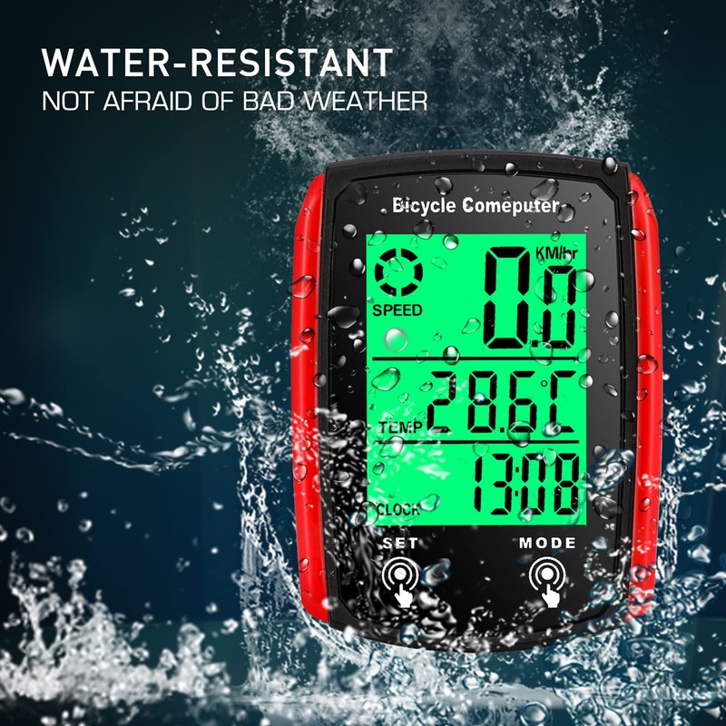 HUIOP Wired Bike Computer 19 Functions Bike Speedometer Touch Odometer