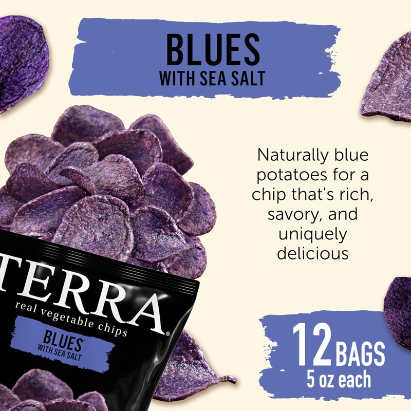 Terra Vegetable Chips, Blues Chips with Sea Salt, 5 Oz