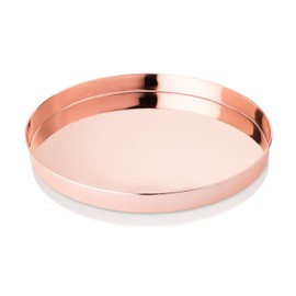 Viski Copper Tray, Round Gold Serving Tray, Stainless Steel with Gold Plating, 12.5 Inch Diameter, Perfume Tray, Copper, Set of 1