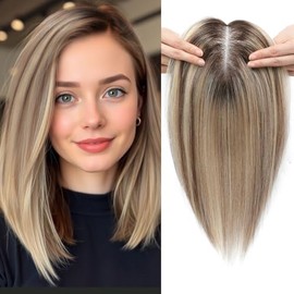 Hair Toppers for Women Real Human Hair Topper with Thinning Remy Hair Pieces for Women Human clip on (2T613)