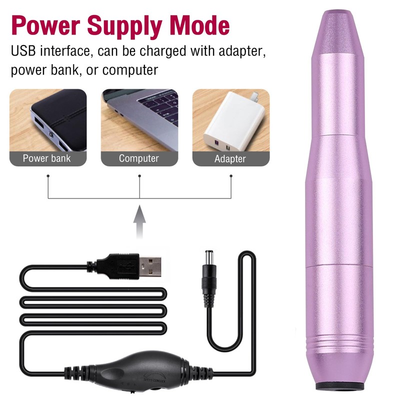 Compact Electric Nail File - 20000 RPM Adjustable E-Drill for
