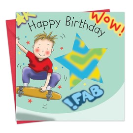 Twizler Happy Birthday Card with Skateboard - Boys Birthday Card - Happy Birthday Card Boy - Birthday Card For Boy - Sporty Birthday Card - Childrens Birthday Cards
