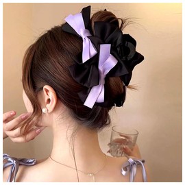 Bow Knot Hair Claw French Paisley Flower Hair Barrette Large Hair Clips Styling Accessories for Women(Purple)