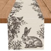 GPGHE Easter Table Runner Ink Floral Bunny Long Table Runners