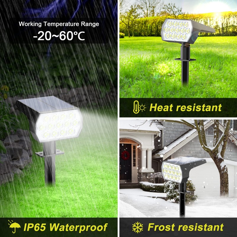 Fratink Solar Spot Lights Outdoor, [8 Pack/65 LED] 2-in-1 Solar