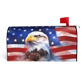 Patriotic Eagle American Flag 4th of July Independence Day Mailbox Cover Magnetic Welcome Memorial Day Mailbox Wraps Post Letter Box Cover for Garden Yard Home Decor Standard Size 21" x 18"