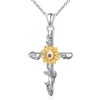 DAOCHONG Sunflower Mustard Seed Cross Necklace for Women Faith Jewelry
