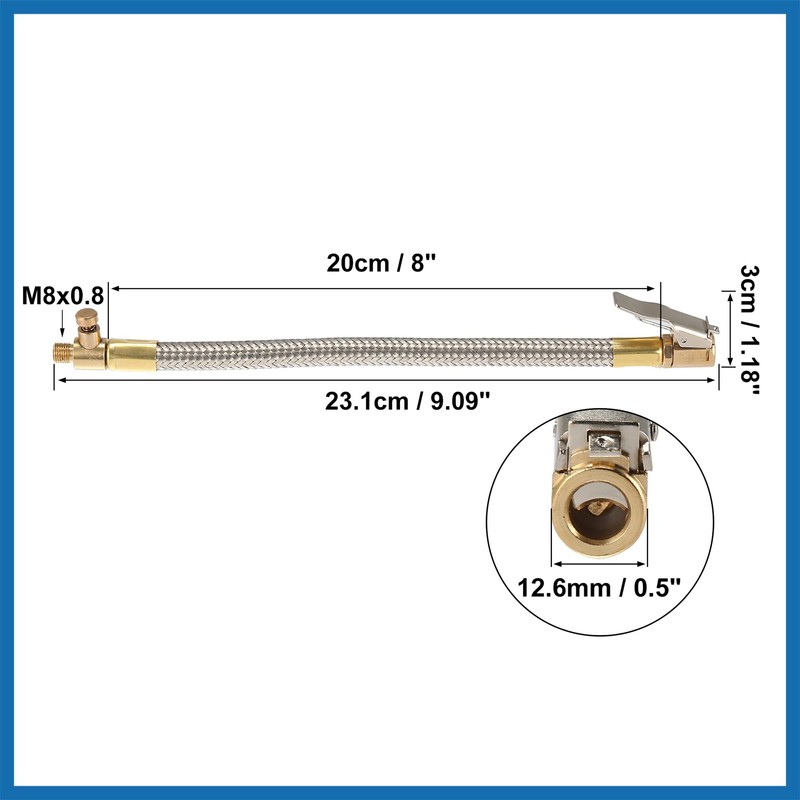 A ABSOPRO 20cm 8" Car Tire Air Inflator Hose Adapter