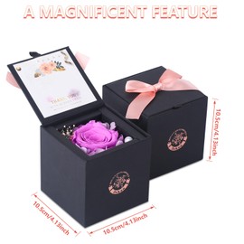 Dekun Birthday Gifts for Women Preserved Real Roses for Her Womens Gifts for Christmas, Preserved Flowers in a Box Long Lasting Rose Gifts for Mom,Women Wife Grandma (Purple)