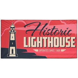 OHTMTHO Thin Lightweight Microfiber Beach Towel Extra Large 36"x72", Sand Free Quick Dry Compact Towels for Swimming Pool Vacation Travel Cruise Ship Camping Picnic, Retro Lighthouse