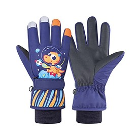 TOKYMOON Children's Ski Gloves Snowboard Gloves Snow Gloves Waterproof and Windproof Winter Gloves Non-Slip Plush Lined Warm Gloves for Girls Boys Dinosaur