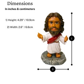 Jesus Bobblehead - Mini Dashboard Jesus for Car (4.29"), Durable Resin Plastic Jesus for Car Dashboard - Religious Car Accessories, Tiny Jesus Figurine, Christian Decor