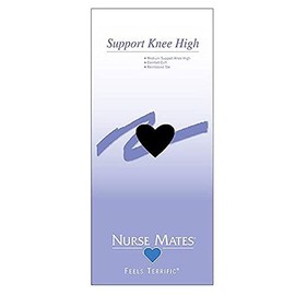 Nurse Mates Support Knee Highs Hose, Black, A/B, 2 Pair