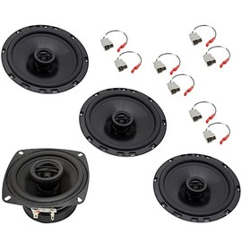 Harmony Audio HA-R65 Compatible with Volkswagen Jetta 1995-1998 Car Stereo Rhythm Series 6.5" Replacement 300W Speakers & Grills, HA-R4 4" 150W and HA-729300 Factory Speaker Replacement Connector Kit