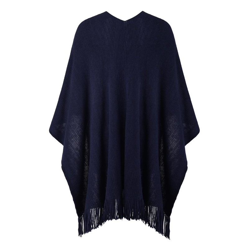Ferand Women's Poncho with Open Front and Pockets, Soft Knitted