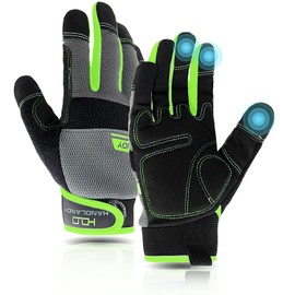 AIGEVTURE Touchscreen Utility Work Gloves for Men and Women - Thin Mechanic Working Gloves, Lightweight, Green, XL