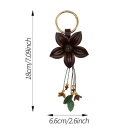 Yeeyeow Leather Flower Tassel Leaf Keychain for Purse Bag Charms, Keyring Fob Boho Accessorie for Women(Style1)