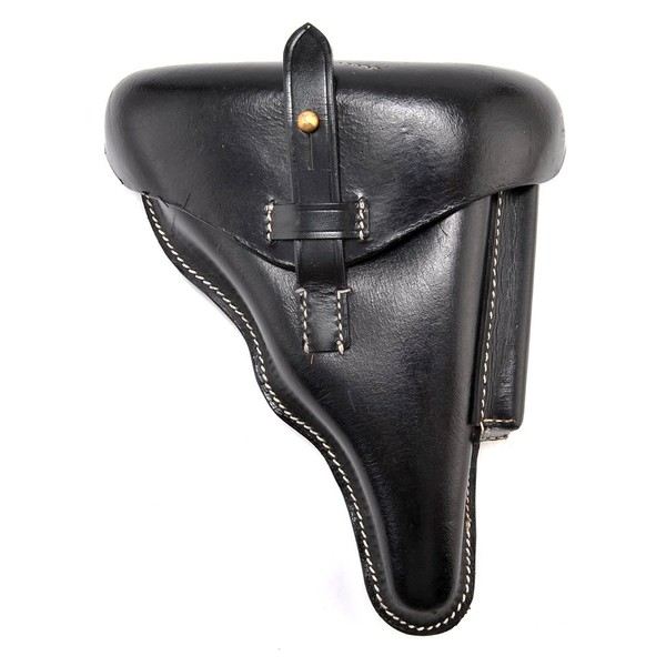Black Leather German P08 Luger Holster Police Model Marked"A. Fischer Berlin C2 1939"