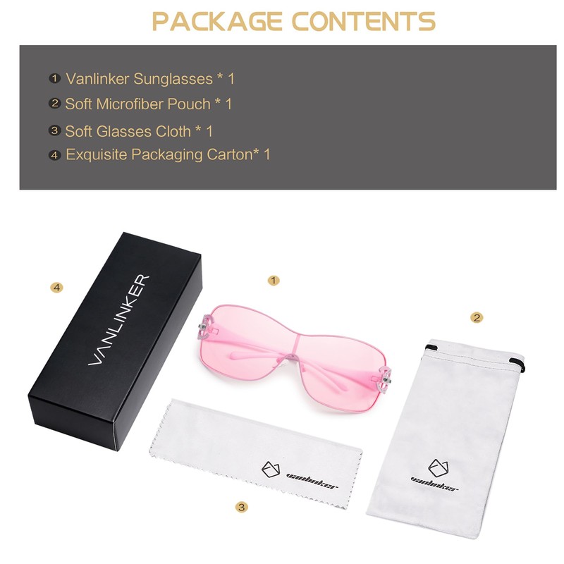 VANLINKER Wrap Around Y2K Sunglasses for Women Men Trendy Oversized