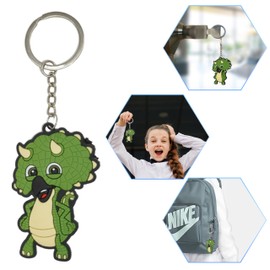 HOVUK 11.5cm - Iconic Keychain, 2D Rubber Gigantosaurus Tiny Character Keyholder, Durable & Perfect Birthday Gifts for Kids Backpacks or Purses