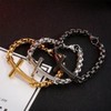 MOOSKI Mens Cross Bracelet,316L Stainless Steel Gold Chain Link Bracelet