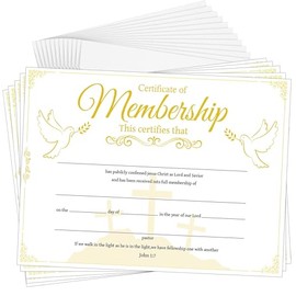 Church Membership Certificate with Envelopes 15 Pcs Gold Foil Certificate of Membership Cards Christian Religious Membership Recognition Certificate 11 x 8.3 Inch