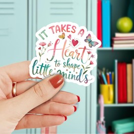 3Pcs It Takes a Big Heart to Shape Little Minds Sticker Funny Teacher Appreciation Week Gift It Takes a Heart to Shape Little Minds Stickers Car Decal for Laptop Bottle Notebook Toolbox Hard Hat 3"