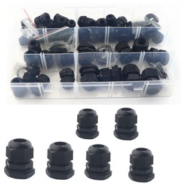 GIVIHGETI 65 Stück Kabelverschraubung Set mit Dichtungen, IP68 Kabeldurchführung Wasserdicht PG7 PG9 PG11 PG13.5 PG16 PG19 Schwarz Einstellbar Kabelverschraubungen Set für Schaltkasten Abzweigkasten