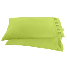 Elegant Comfort 1500 Thread Count Embroidered Egyptian Quality Luxurious Silky Soft Wrinkle & Fade Resistant 2-Piece Pillowcase, King/California King Lime