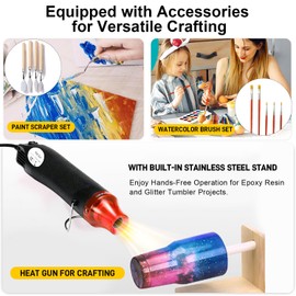 Heat Gun for Crafting - Mini Heat Tool for Epoxy Resin, Silicone Molds, Acrylic Pouring, Embossing, and Bubble Removal, Compact Craft Dryer for Small Art Projects (Black)