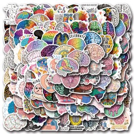 120 Pcs Brain Stickers Pack | Colorful Brain Vinyl Stickers for Scrapbook,Journaling,Laptop,Bumper,Skateboard,Water Bottles,Computer,Phone,Cartoon,Hard hat,Car Stickers