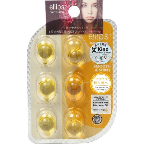 Ellips Hair Vitamins (Moroccan Oil) - (6 Capsules@) Smooth & Shiny, 6 Blister