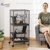 PawHut Metal Small Animal Cage, 4-Tiers Rolling Big Ferret Cage