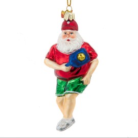Kurt Adler Noble Gems™ Glass Pickleball Santa Ornament NBX0127 Sports