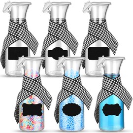 Reallnaive 6 Pack 20 oz Laundry Detergent Dispenser Bottle Liquid Laundry Soap Dispenser Fabric Softener Dispenser for Laundry Room Storage, Includes Checkered Ribbons, Waterproof Label and Pen