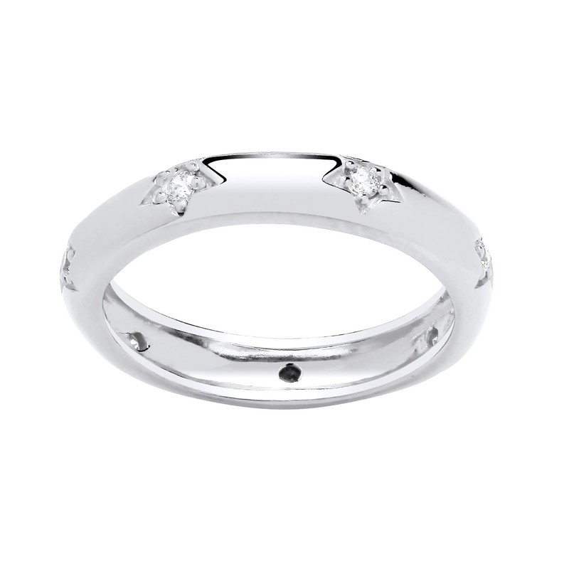 925 Sterling Silver CZ Star Setting Full Eternity Band Ring
