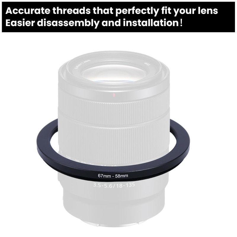 Metal Step Down Ring Filter Adapter - 67mm to 58mm
