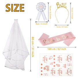 Annhao Women's Hen Party, 5 Pieces Jga Women, Jga Accessories Decoration, White Veil with Comb, Veil Bride, with Sash, Crown Headband, Team Bride Tattoos for Bride Shower