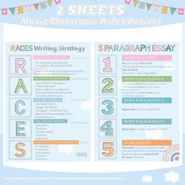 Races Writing Strategy Posters Set of 2 for Classroom Decorations, Back to School Parts of Speech Writing Process Poster Wall Decor for Primary Middle High School English Teacher Must Haves Supplies