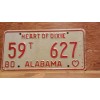 1980 ALABAMA License Plate Heart of Dixie antique vintage auto