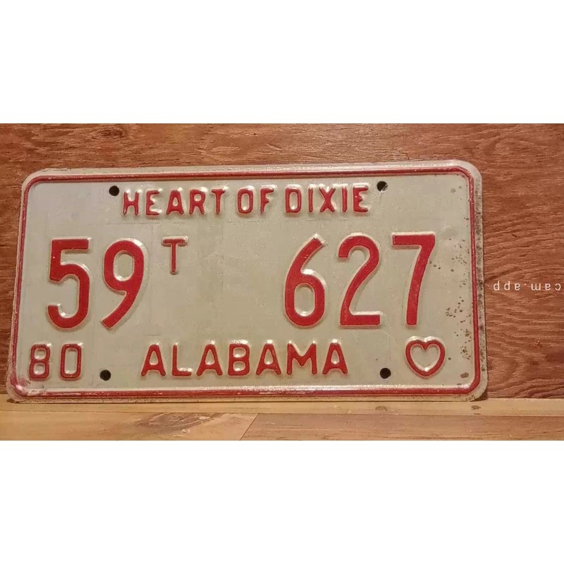 1980 ALABAMA License Plate Heart of Dixie antique vintage auto