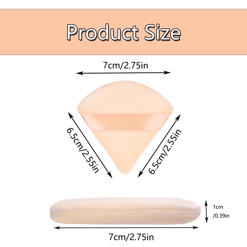 30 Pcs Powder Puff, Triangle Powder Puff, Reusable with Strap
