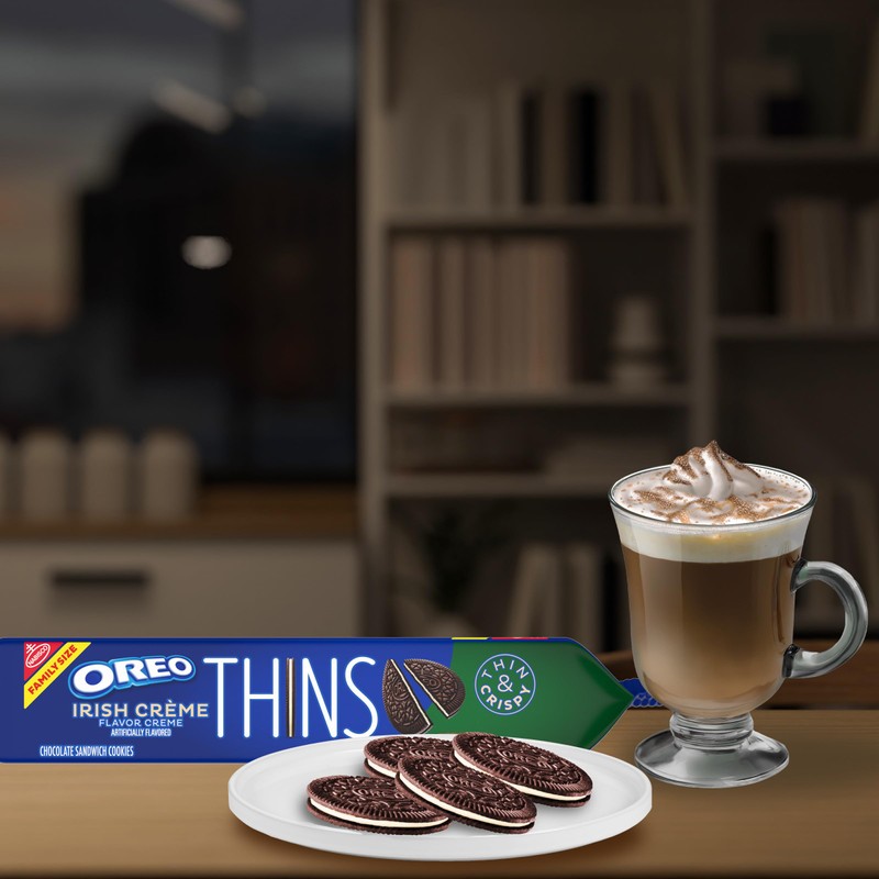 OREO Thins Irish Creme Chocolate Sandwich Cookies, Family Size, 11.78